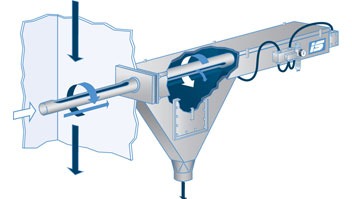 Diagram showing a mechanical apparatus used for material handling